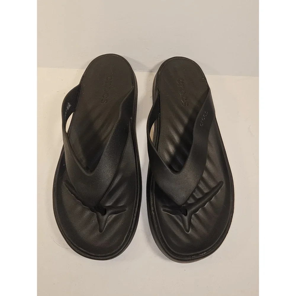 Crocs Black Getaway Sandal Platform Chunky Flip Flops Women's Size 8 - Picture 2 of 7